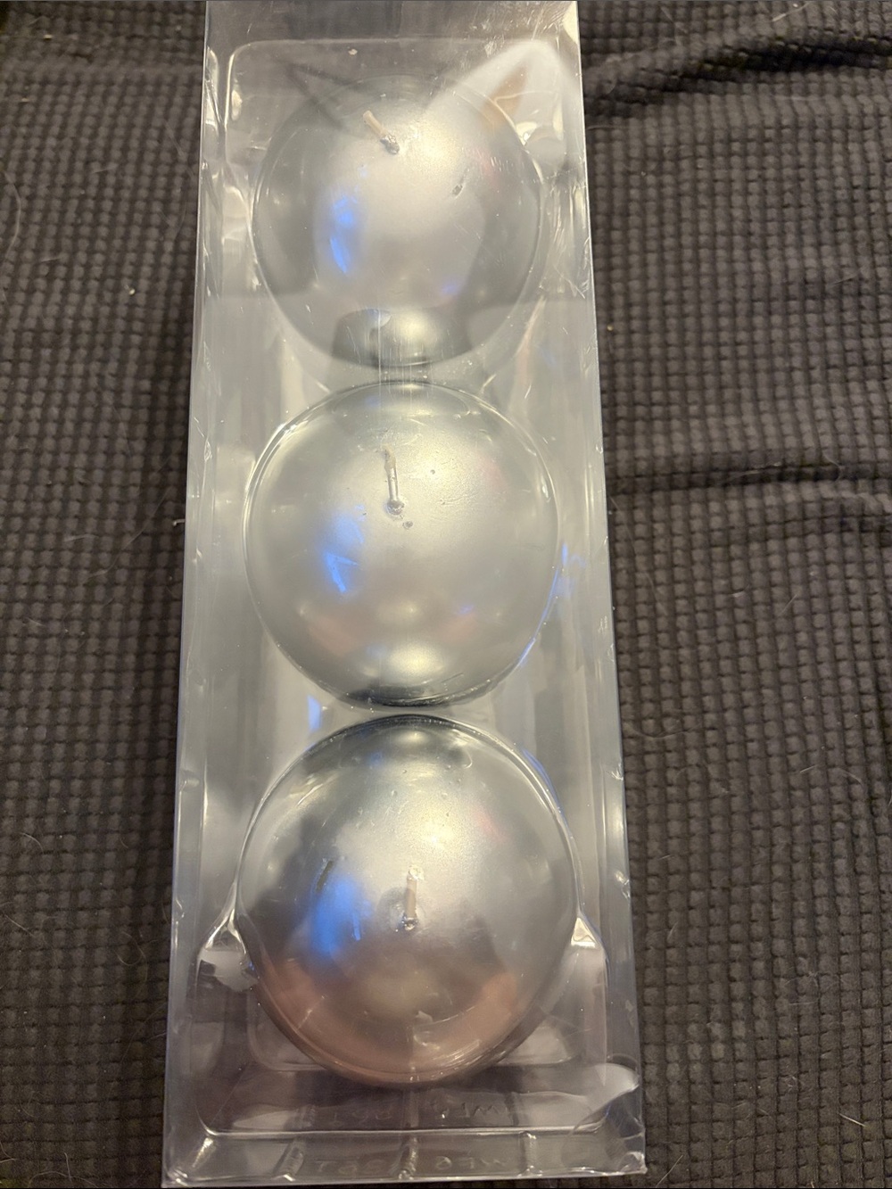 Set of 3 Silver Glitter Ball Candles